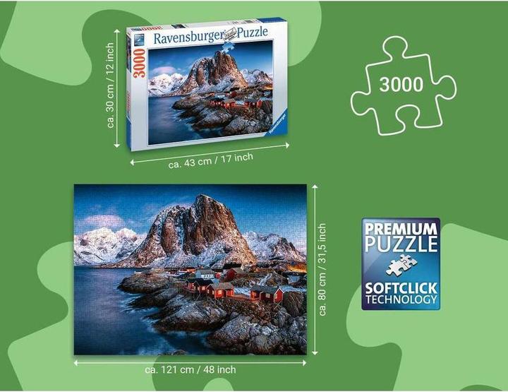 Produktbild Ravensburger Puzzle 3000 Teile Norwegen - Hamnoy, Lofoten (3000 Teile)