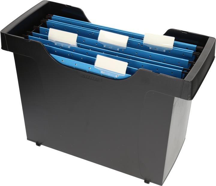 Actual product image Leitz Mini file suspension file box Plus, black made of polystyrene, stackable, low front, with carrying (A4)
