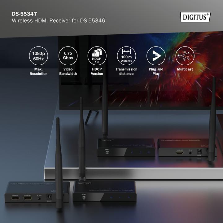 Produktbild Digitus Wireless HDMI Receiver für DS-55346 (100 m, HDMI 1.4a)