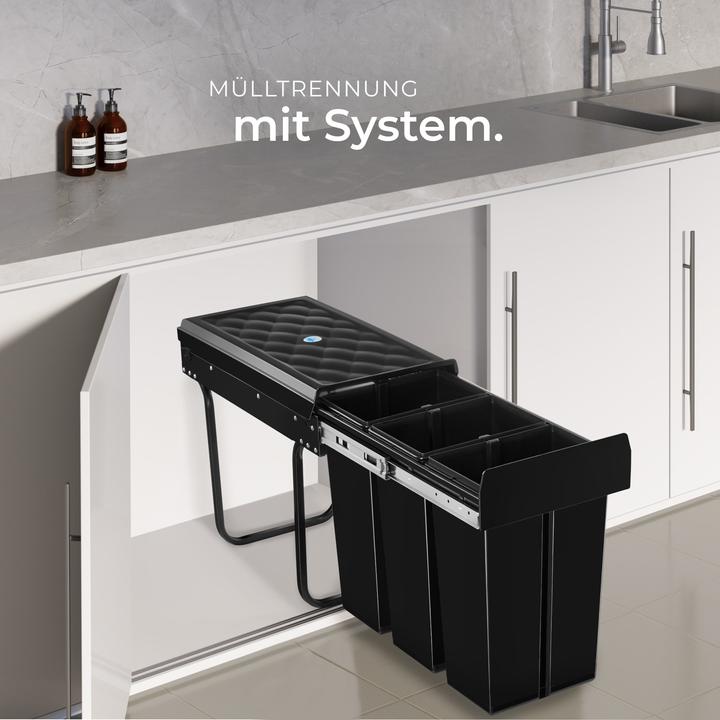 Image du produit tectake Abfallsammler Ashlyn, 3-fach Trennung, 30L, Teleskopschienen (30 l)