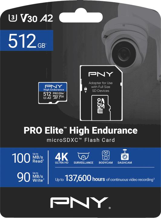 Image du produit PNY Microsd Pro Elite High (512 Go, microSD, U3)