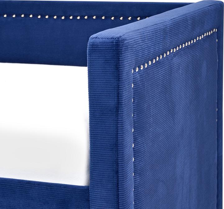 Actual product image Beliani Daybed extendable corduroy navy blue slatted frame 90 x 200 cm MIMIZAN (90 x 200 cm)