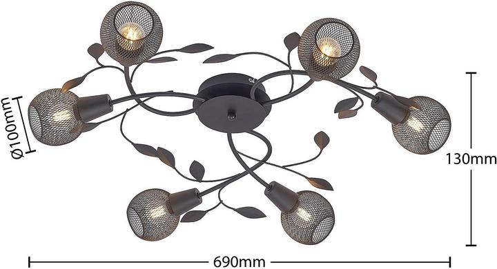 Produktbild Lindby Kanye Florentiner-Deckenlampe sechsflammig (E14)