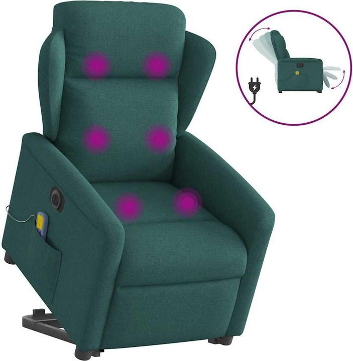 Produktbild VidaXL Elektrischer Massagesessel mit Aufstehhilfe Dunkelgrün Stoff