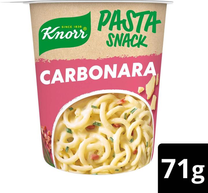Image du produit Knorr Pasta snack Carbonara gobelet, pâtes avec sauce crémeuse & bacon, prêt en 5 minutes (88 g)