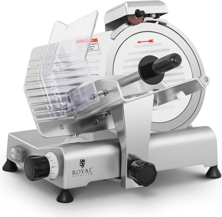 Produktbild Royal Catering Aufschnittmaschine Allesschneider Edelstahl Ø 250 mm Schrägschneider 480 U/min