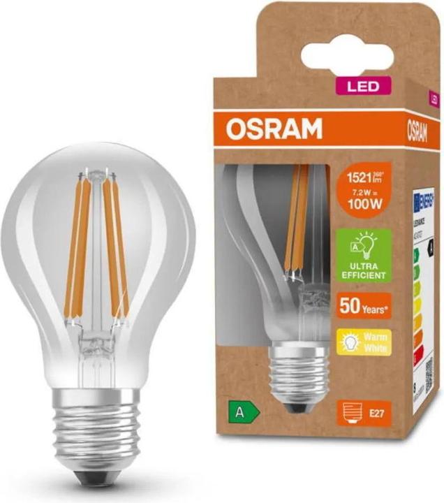Produktbild Osram Led Filament Classic A (E27, 7.20 W, 1521 lm, 1 x, A)