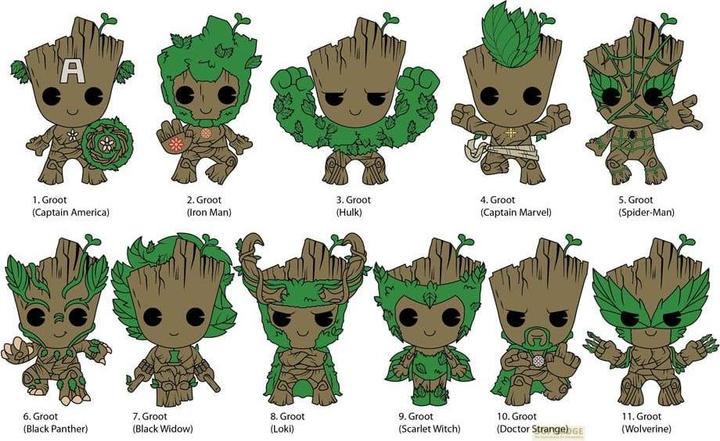 Actual product image Monogram Int. Guardians of the Galaxy PVC bag tag Groot Series 2 Display (24)