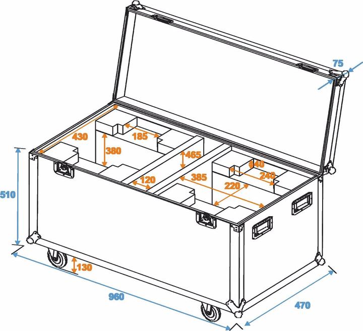 Produktbild Roadinger Flightcase 2x DMH-90/150/DMB-60/PLB-230 (Zubehör)
