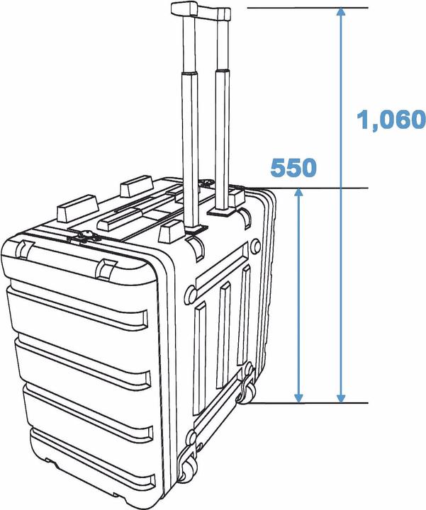 Actual product image Roadinger Plastic rack 19, 7U, DD/Trolley, sw (19" Case)