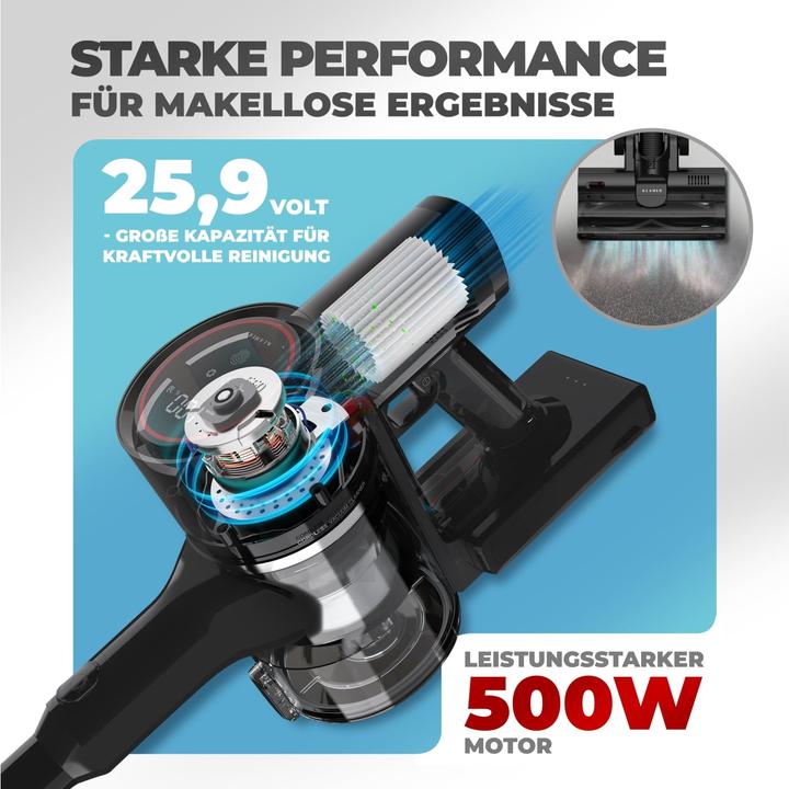 Actual product image KLAMER Akku-Staubsauger, 500 Watt Kabelloser Staubsauger, Flexibler Akku Handstaubsauger mit ve…