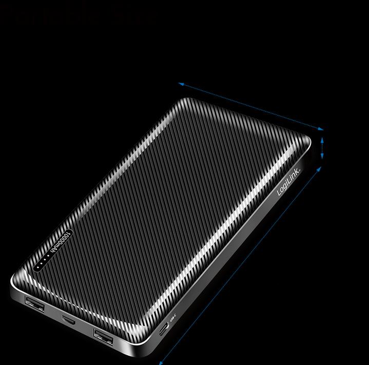 Produktbild LogiLink Powerbank 10000 mAh, 2x USB-A, USB-C, micro-USB, mit Schnellladenfunktion, schwarz (10000 mAh, 12 W, 12 Wh)
