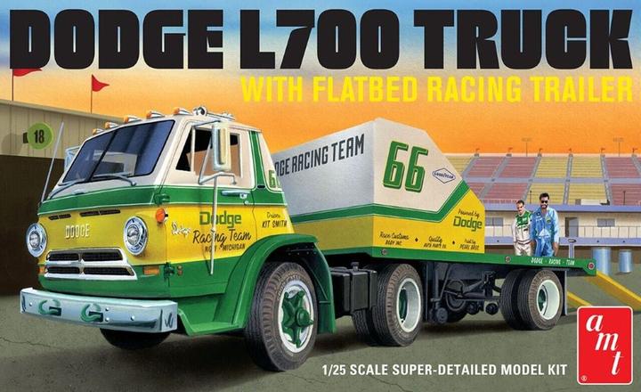 Produktbild AMT 1966 Dodge L700 Truck w/Flatbed Racing Trailer