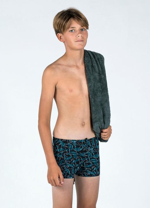 Image du produit Nabaiji Maillot boxer de bain natation Garçon - 500 Fitib shark noir bleu (146)