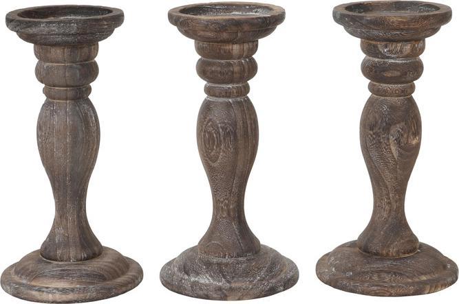 Swisshandel24 Set of 3 Candlesticks, Candle Holder, Shabby Look Vintage Height 24cm brown