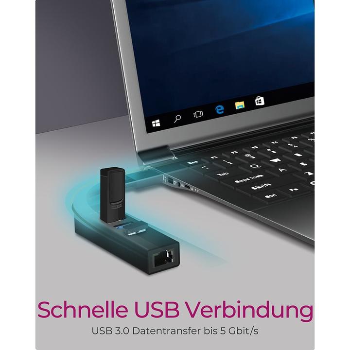 Image du produit Icy Box Hub IcyBox 4 ports IB-HUB1419-LAN Hub USB 3.0 & Adaptateur LAN (USB-C, 4 Ports)