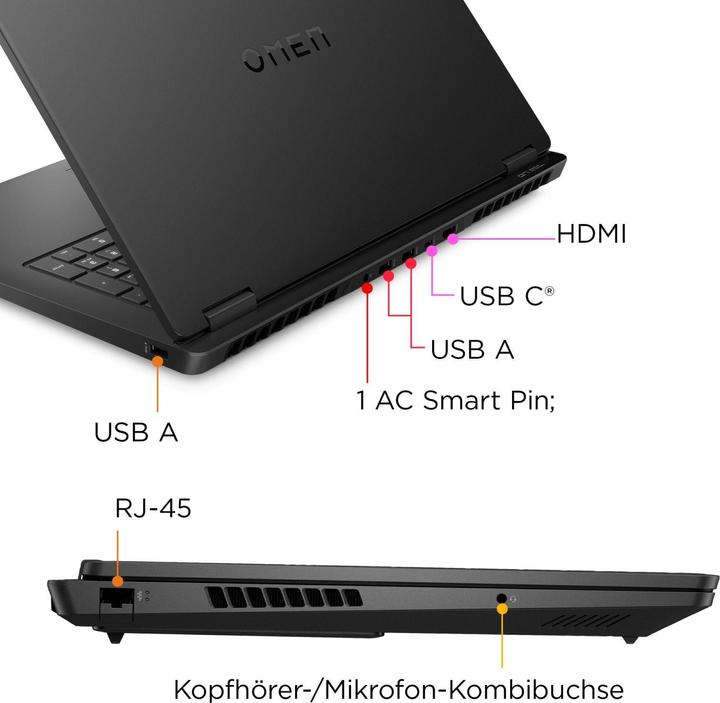Actual product image HP OMEN 17-db0195ng 17.3" QHD IPS 240Hz, AMD Ryzen 9 8945HS, 32GB RAM, 1TB SSD, RTX 4060, Windows 11 (17.30", AMD Ryzen 9 8945HS, 32 GB, 1000 GB, DE)