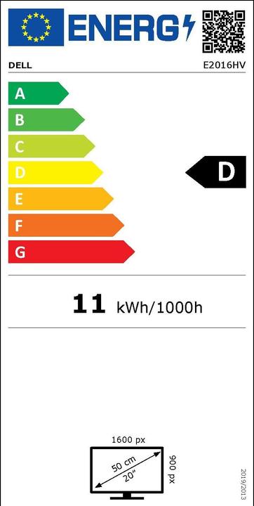 Label énergétique Dell E2016HV (1600 x 900 pixels, 19.50")