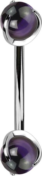 Immagine prodotto Star Piercing Filo interno in argento micro banana con due palline di pietra ametista incastonate (Mnerale, senza ottone, Titanio G23)