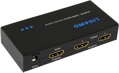 Actual product image Ligawo HDMI splitter 1 input -> 2 outputs 4K and 3D capable