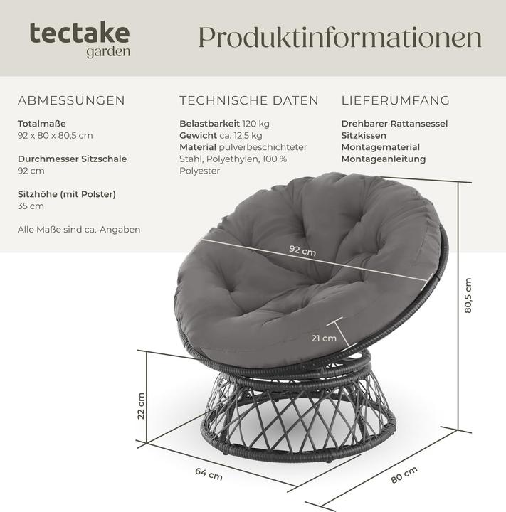 Image du produit tectake Chaise en rotin Gargano