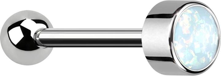 Star Piercing Micro Barbell Threadless silber mit Kugel und Zylinder Opal weiss (Titan G23, ohne Messing)