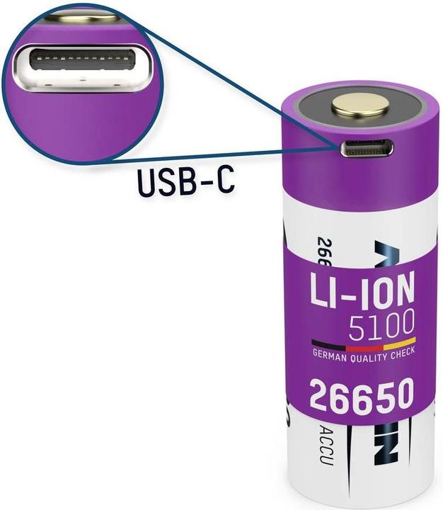 Ansmann Type-C Rechargeable (1 Stk., 26650, 5100 mAh)