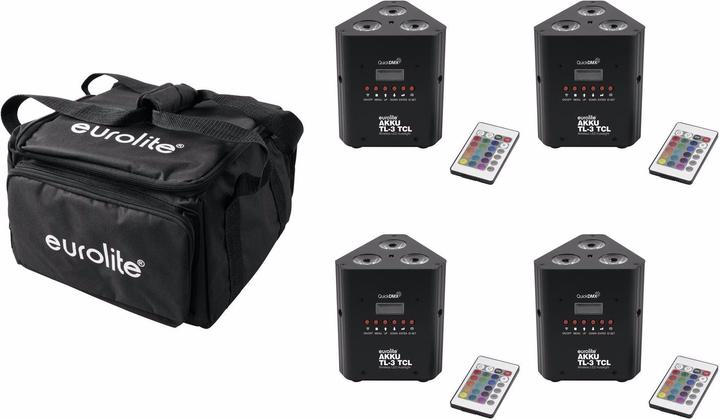 Eurolite Set 4x AKKU TL-3 QuickDMX + borsa morbida