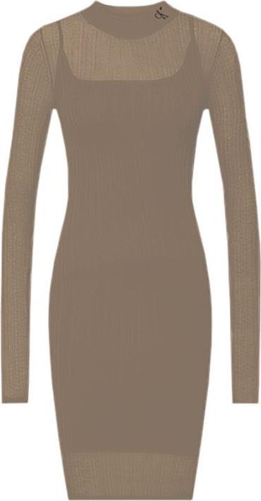 Calvin Klein Jeans Sheer Yarn Roll Neck Dress (S)