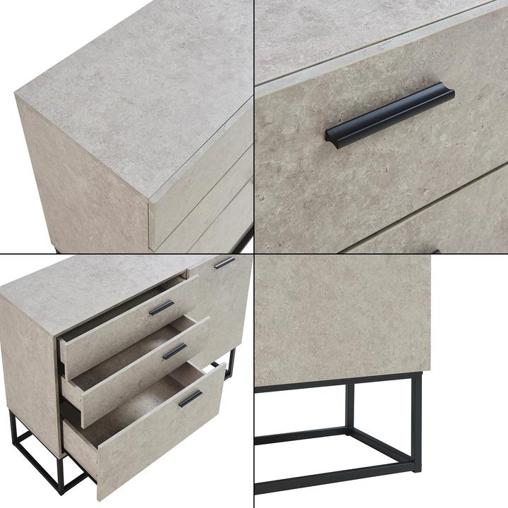Immagine prodotto En.Casa Sideboard Lavangen 75x100x35 cm Betonoptik, hell