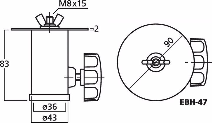 Produktbild Monacor Stativadapter fuer 35mm Rohr Gewindebolzen M8x15mm (Stativadapter)