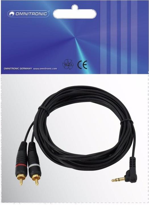 Actual product image Omnitronic Adapter cable 3.5 jack 90°/2xCinch 1.5m (1.50 m)