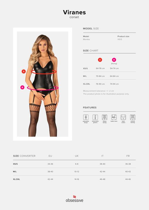 Produktbild Obsessive Viranes Korsett Schwarz (XS)