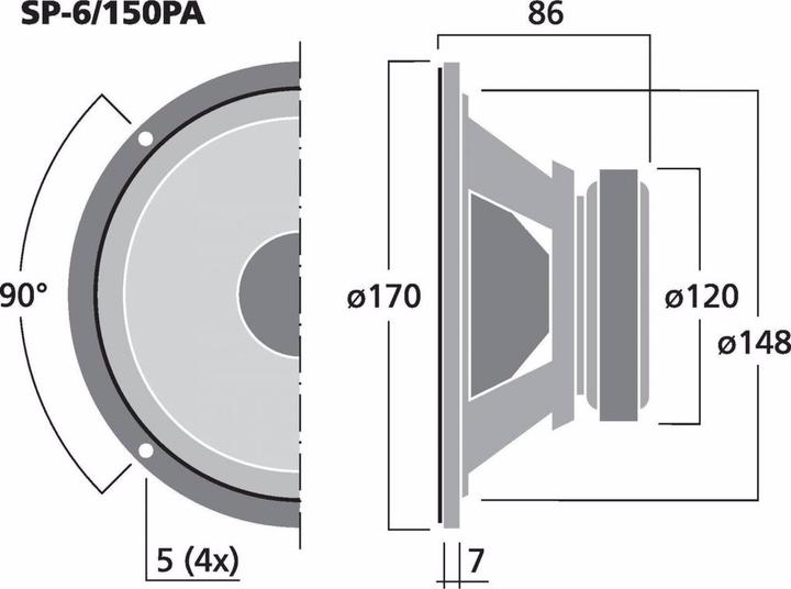 Actual product image Monacor PA-Mton-LS,6.5Z,150/300W,ID144,AD170,ET80 (1 pcs.)