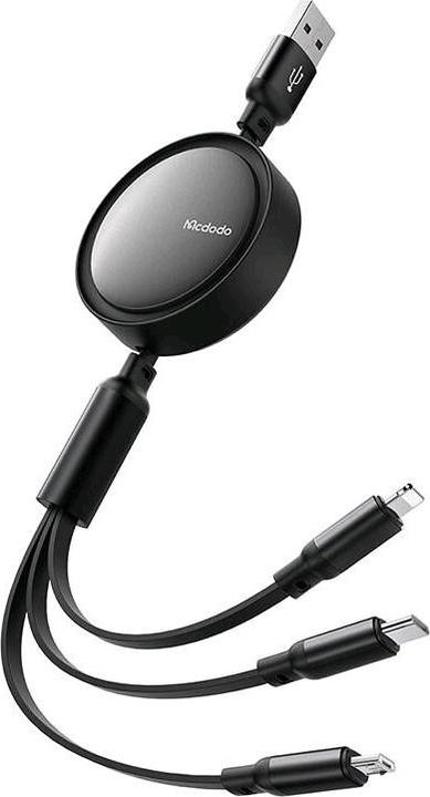 Immagine prodotto Mcdodo Cavo 3in1 da USB a USB-C / Lightning / Micro USB, CA-7256, 3,5A, 1,2m (nero) (1.20 m, USB 3.0)