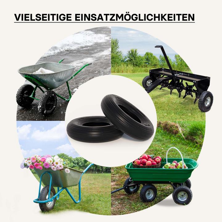Produktbild Wiltec Reifenmantel 4.00-8 400x100mm 160kg Schubkarre Reifen Rad Mantel Luftrad