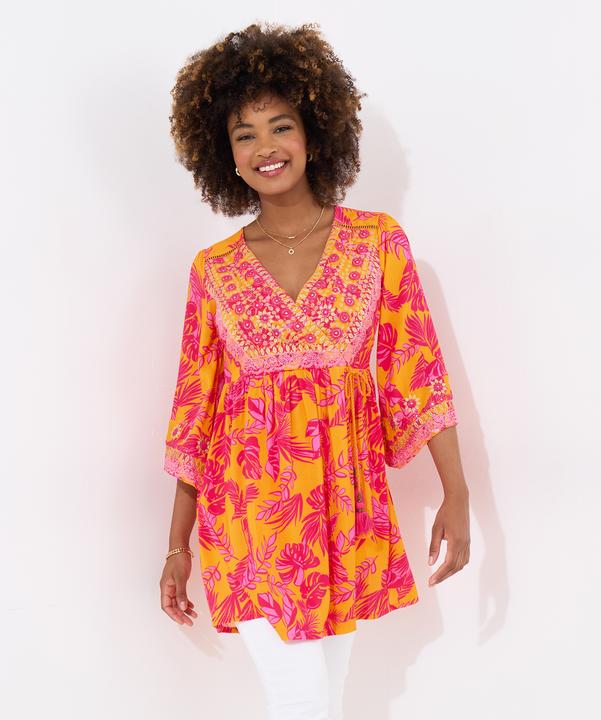 Actual product image Joe Browns Embroidered Neckline Vibrant Print Tunic Dress (10XL)