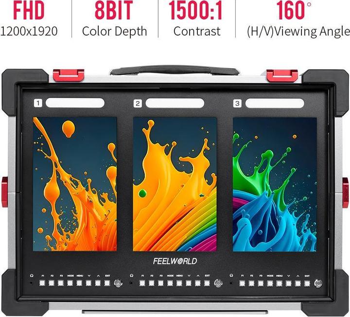 Actual product image Feelworld PS101 Triple 10.1 inch Vertical Display Monitor (10.10")