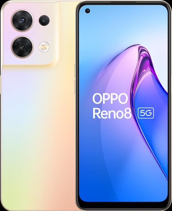 Actual product image OPPO Reno 8 (256 GB, Shimmer Gold, 6.43", Dual SIM, 50 Mpx, 5G)