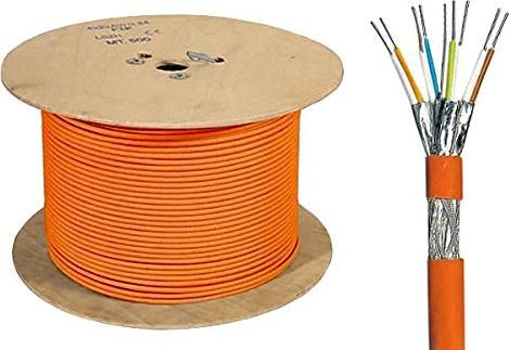 Immagine prodotto Dinic Cavo per installazione di rete Cat.7, PiMF, 500m 100Ohm, 10GB, AWG 23, 1000 MHz, FRNC-B, arancione (UTP, 500 m)