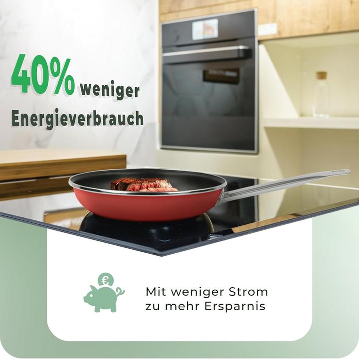 Produktbild Novaliv Energiesparpfanne 24 cm Einsparung bis zu 40% - Emaillierter Stahl, Antihaft Beschichtung in (24 cm, Bratpfanne, Stahl)