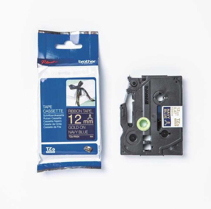 Actual product image Brother TZe-RN34 (1.20 cm, Blue, Gold)