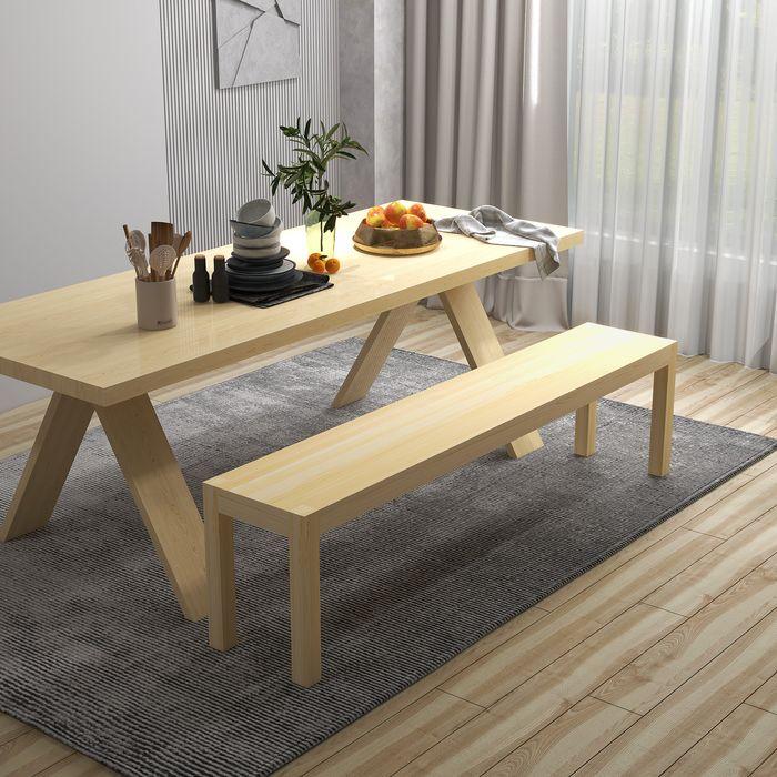 Produktbild Swisshandel24 Sitzbank 3-Sitzer Holzbank Landhaus-Stil, Küchenbank, bis 330kg, Kiefer, Natur (33 cm)