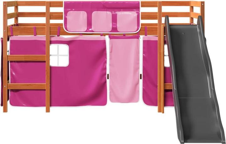Image du produit VidaXL Lit superposé pour enfant avec rideaux Rose (90 x 190 cm)