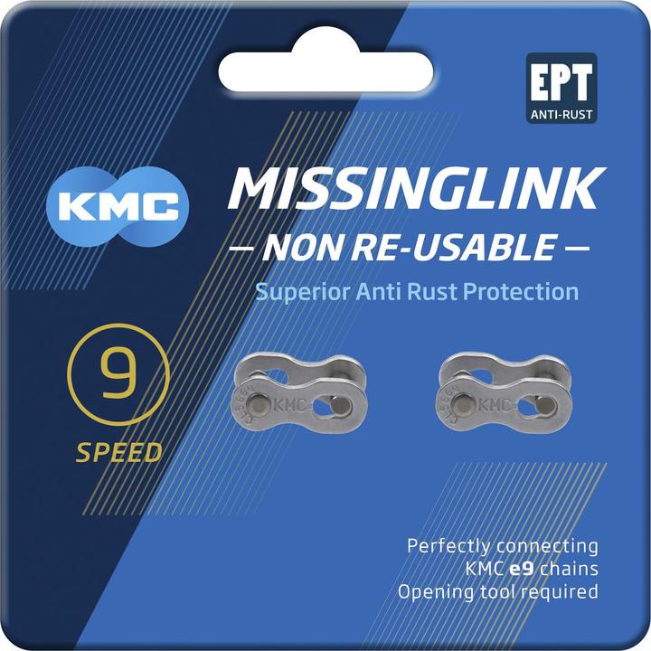Produktbild KMC Kettenschloss MissingLink 9NR EPT (e9) 2pcs/Card (9-fach)