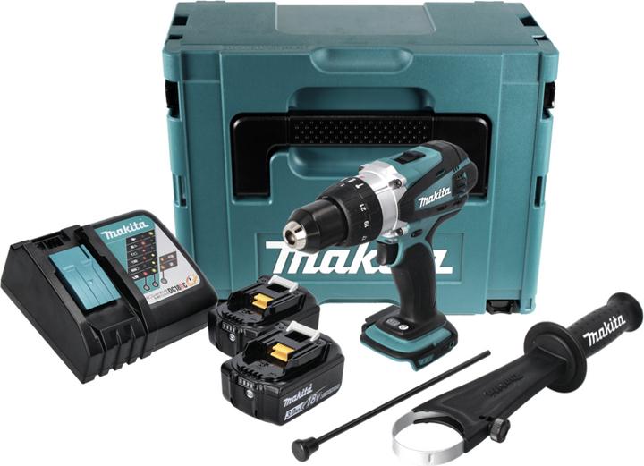Image du produit Makita DHP 458 RFJ Batterie perceuse à percussion 18V 91Nm en Makpac + 2x 3.0 Ah batterie + chargeur (Fonctionnement sur batterie)