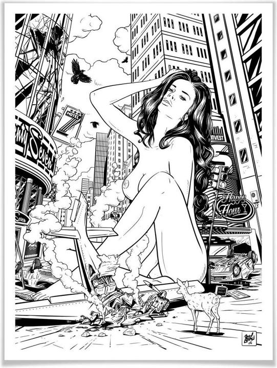 Image du produit Trenddeko Drawstore - Accident d'avion avec pin-up en cas de catastrophe (100 x 120 cm)