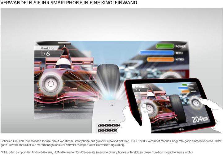 Produktbild LG Pf1500g (Full HD, 1400 lm, 1.4:1)