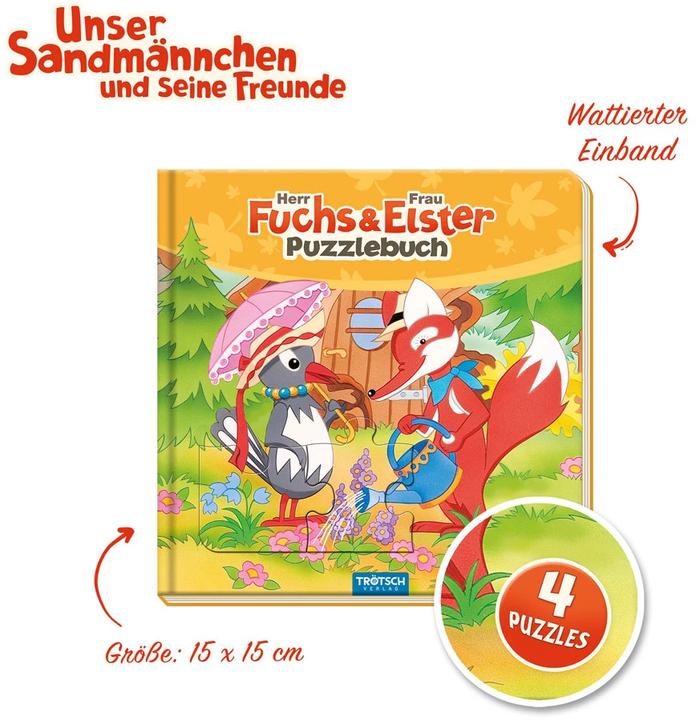 Produktbild Unser Sandmännchen Puzzlebuch mit 4 Puzzle Fuchs und Elster