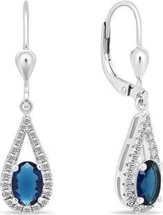 Brilio Silver - Charming silver earrings with dark blue zircons EA446WB